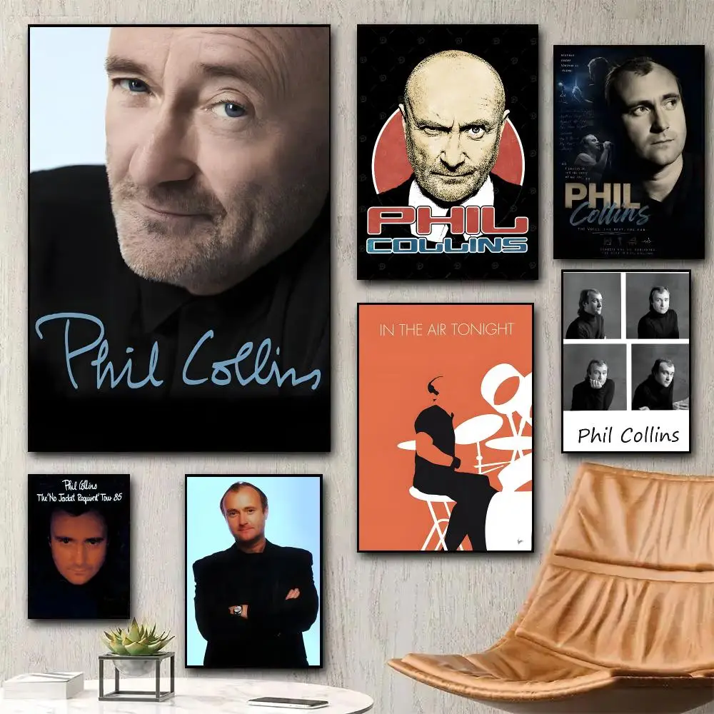 P-Phil Collins Poster HD Wall Stickers Mural Self-Adhesive Decals Home Decor Bedroom Living Room Gift Idea