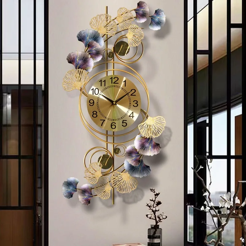 

Modern Creative Living Room Clock Home Silent Clock Fashion Ginkgo Biloba Wall Clock Art Atmospheric Wall Watch Pendant