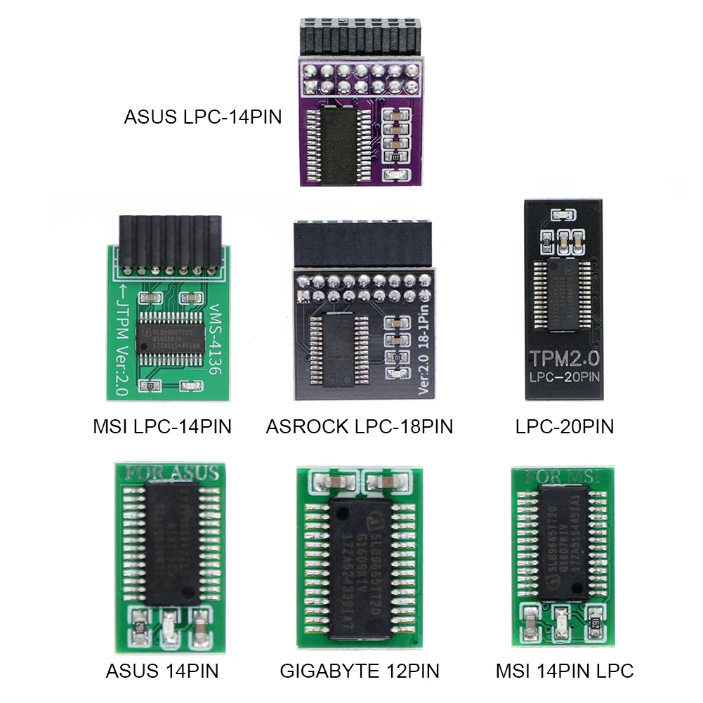 Afbeelding 6: TPM 2.0-module TPM 2.0-coderingsmodule Encryptiebord Externe kaart voor ASUS ASRock MSI ASRock GIGABYTE LPC