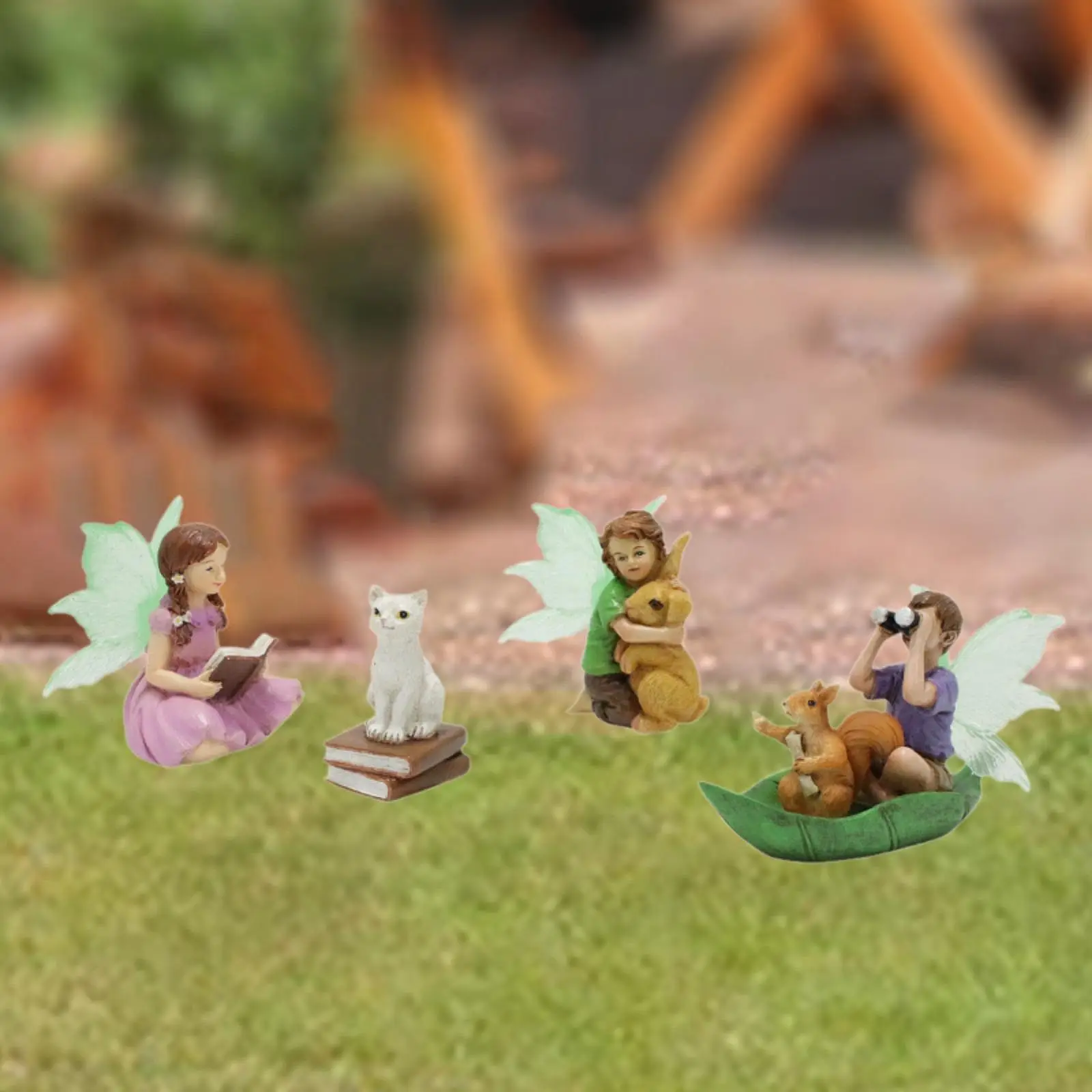 

4x Garden Fairies Courtyard Dollhouse Craft Decor Decoration Patio Sculpture Decorative Angel Statues Miniature Fairy Figurines