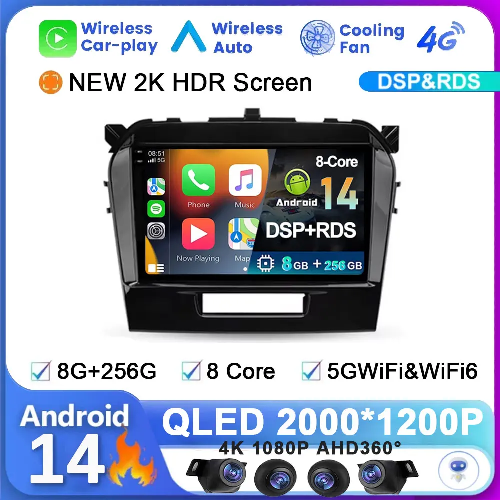 

Car Radio Wireless Carplay Android 13 For Suzuki Vitara 2015 2016 2017 2018 2019 Stereo Auto Multimedia Video Player Navigation