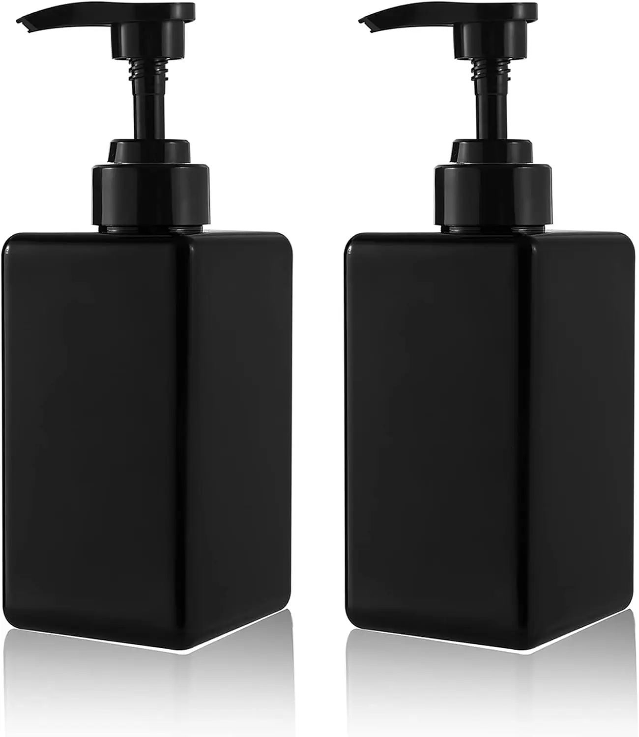 

15 oz Hand Soap Dispenser, Refillable Plastic Pump Bottles for Bathroom Kitchen, 2 Pack Black