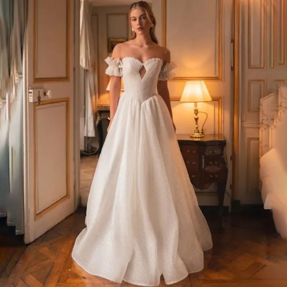 

Enternity Fashionable Wedding Gown For Bride Off The Shoulder Court Train Sweetheart Bride Gown Vestido De Novia Customized