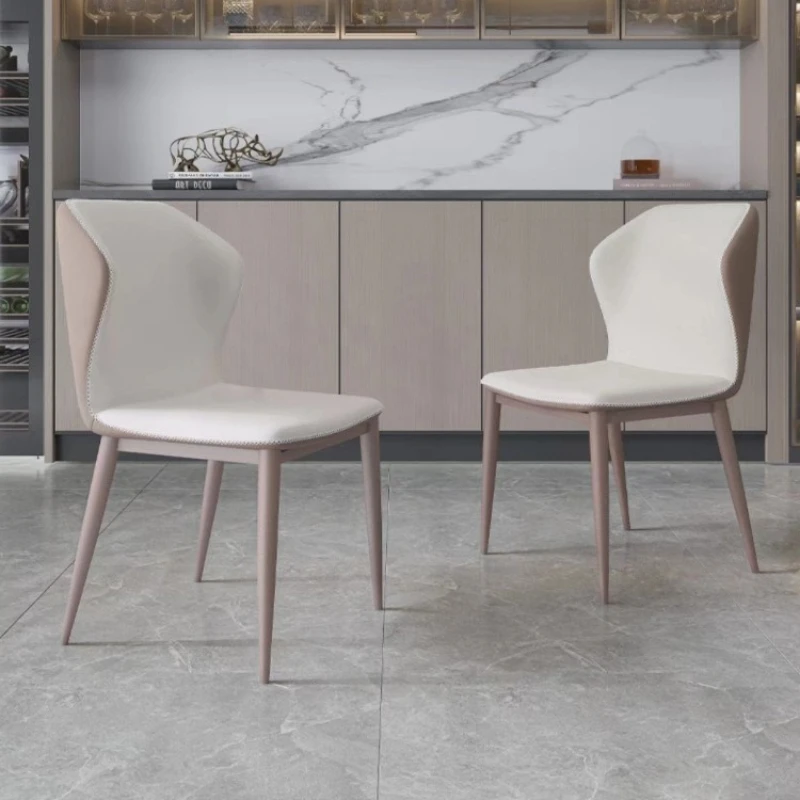Modern Minimalist Dining Chairs Italian Leather Luxe- High Back Restaurant Cafe Hotel Reception