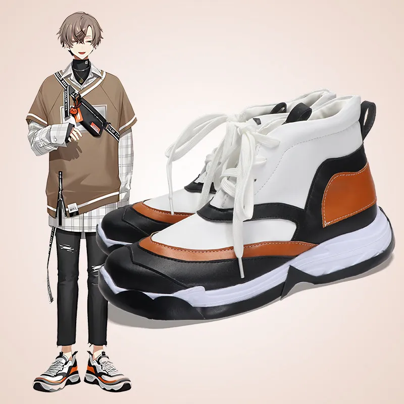 Anime NIJISANJI EN‌ Alban Knox Cosplay Shoes White Short PU Leather Boots For Halloween Carnival