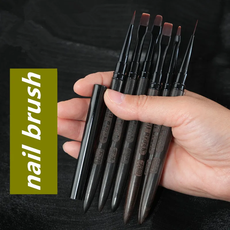 Nail Art Brushes Set 9pcs Nail Liner Brush Nail Painting Pen Acrylic UV Gel Brushes Crystal Ombre Manicure Spatula Poly Tool