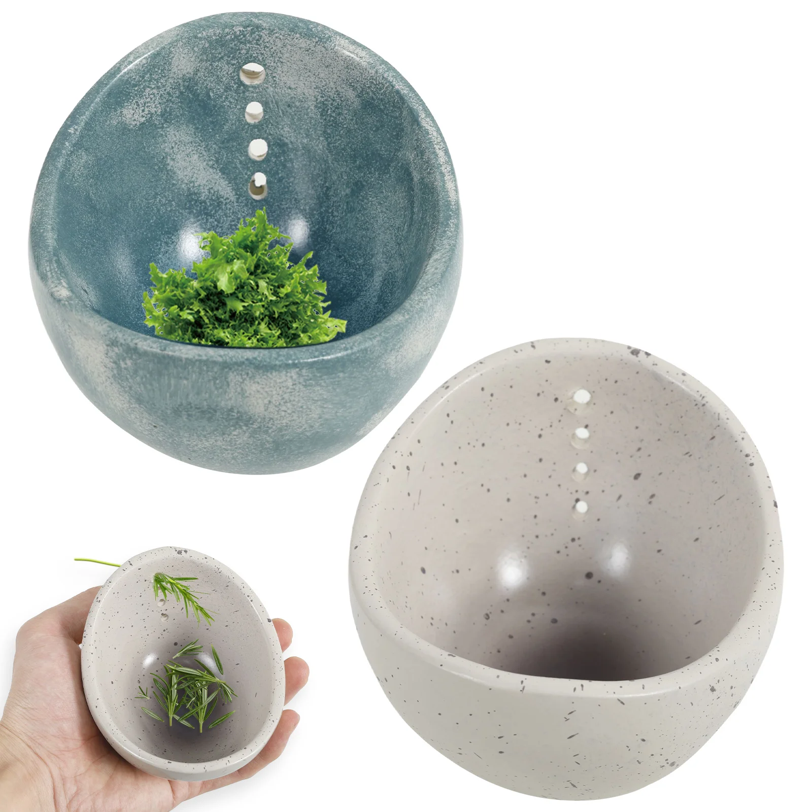 1Pc Pottery Herb Stripper Bowl Handmade Herb Leaf Peeling Bowl Multi Holes Resin Herb Leaf Peeling Bowls for Kitchen Accessories