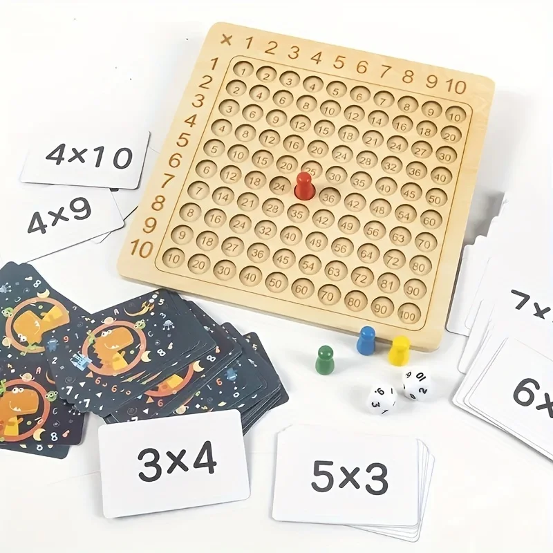 Multiplication Board Game, Wooden Math Multiplication Board Game, Thicken Board, Multiplication Learning Toy, Parent-Child Game