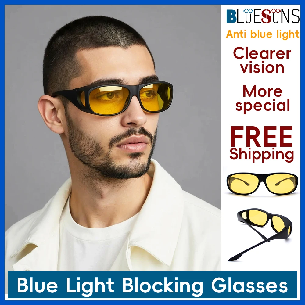 

Yellow lens large frame anti blue light goggles increase clarity and are suitable for protecting eyes when looking at screens