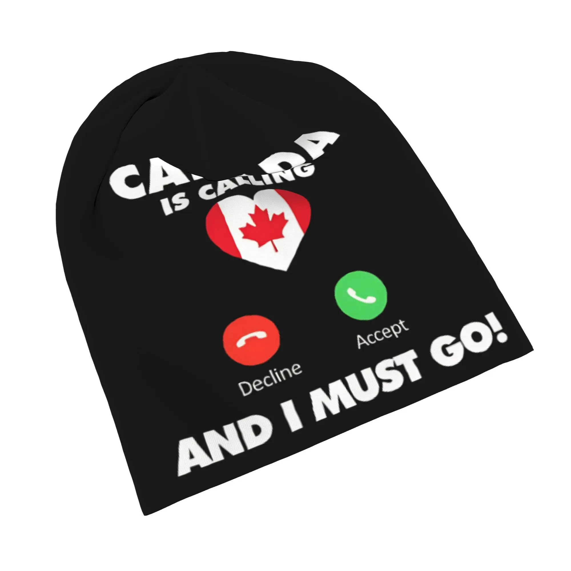 Funny Canada Is Calling and I Must Go Flag  Skull Cap Beanie Quick Dry  Cycling Hat for Men Women
