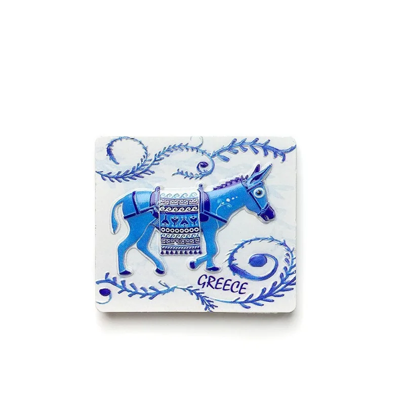 

Greek Tourist Commemorative Crafts Creative Small Donkey Three-Dimensional Home Decoration3dPainted Magnetic Refrigerator Sticke