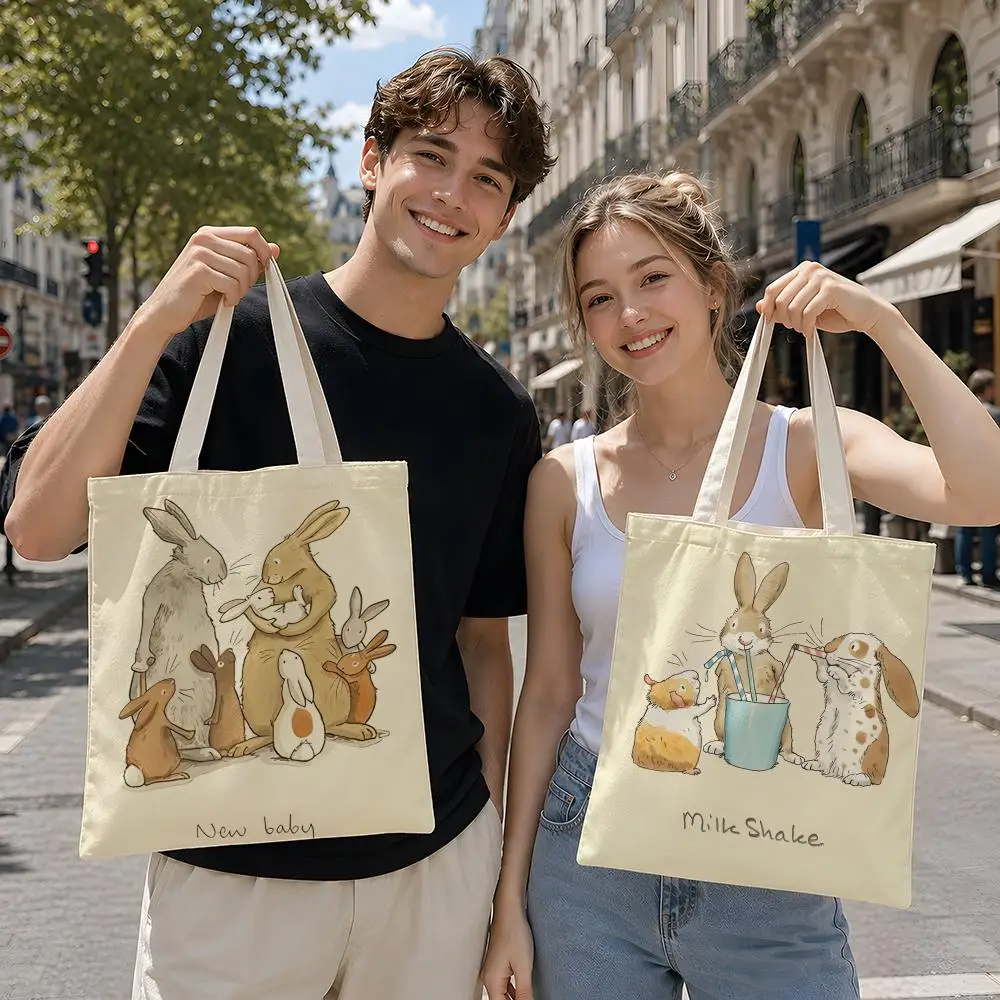 Bolsas de Almacenamiento Reutilizables de Lona con la Frase 'Guess H-How M-Much I-I Love You', Ideales para la Escuela, Clases, Viajes, Compras y como Regalo