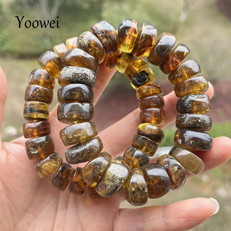 42g BIG Amber Bracelets Unique Gift Trendy Irregular Diy Bead Baltic Plant Natural Stone Men Women New Healing Jewelry Wholesale