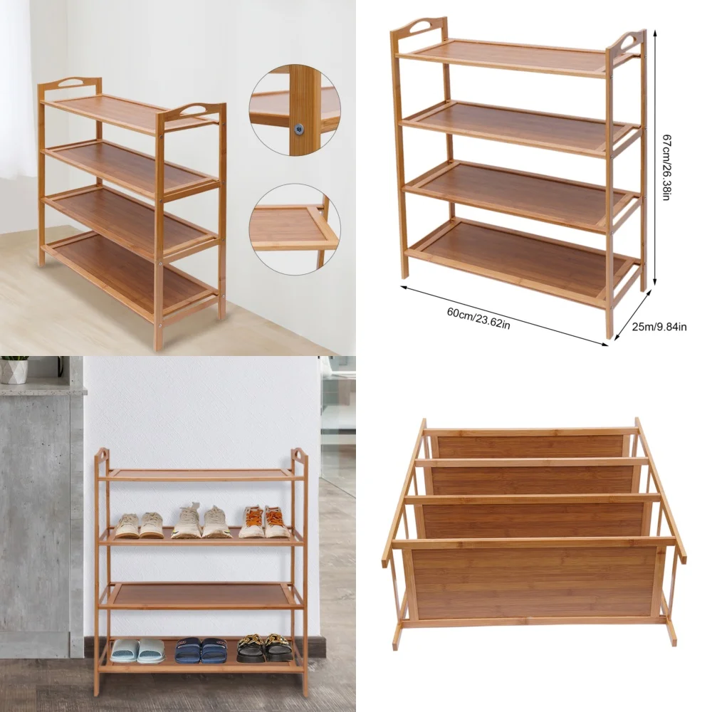 

storage holdersBamboo Shoe Rack 4 Tier Wooden Entryway Storage Organizer for Home Hallway Space Saving Shoe Shelf Easy Assembly