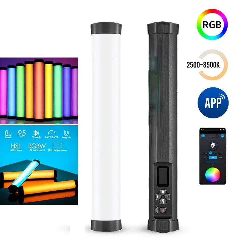 LED Video Stick Tube Light, CRI 95+ TLCI 97 +,Built-in APP Lithium Battery Magnetic Function