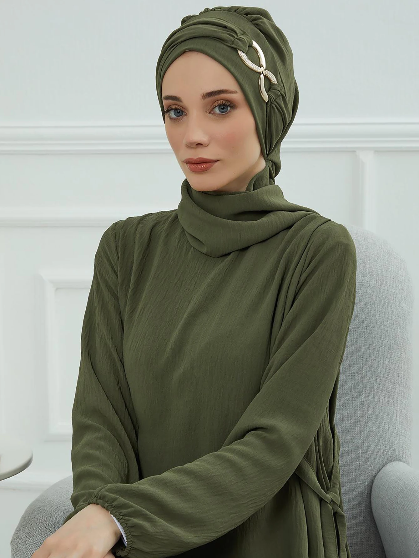 Instant Turban Scarf Head Turbans Hijab Women Headwear With Unique Accessories Butterfly Metal Buckle Design