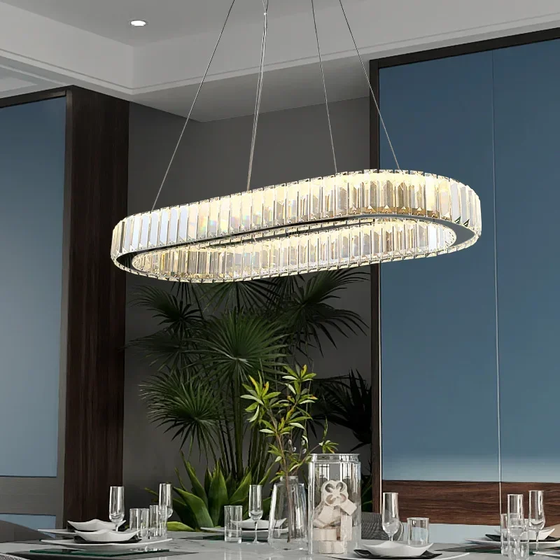 Lámpara colgante de techo de cristal para sala de estar, candelabro de lujo para dormitorio, Bar, mesa de comedor, Lustre de decoración de habitación, 2024 Led