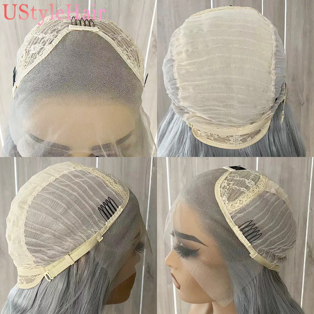 UStyleHair 613 blond o krótkiej fali peruka syntetyczna włosy w stylu Bob koronkowa peruka na przód naturalną linią włosów Ombre