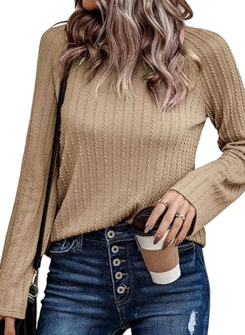 Long Sleeve Tops Women 2024 Fall Korean Fashion Trendy T-Shirts Crewneck Casual Knit Basic Tee Vintage Casual Loose Streetwear