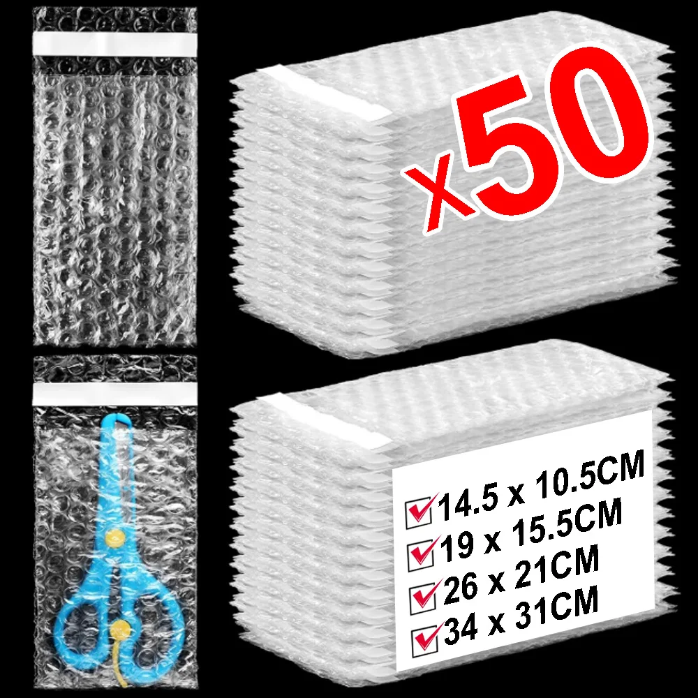 

10-50pcs Envelope Shockproof Package White Bubble Bag PE Clear Cushioning Covers Protective Wrap Foam Packing Bags Can Be Sealed