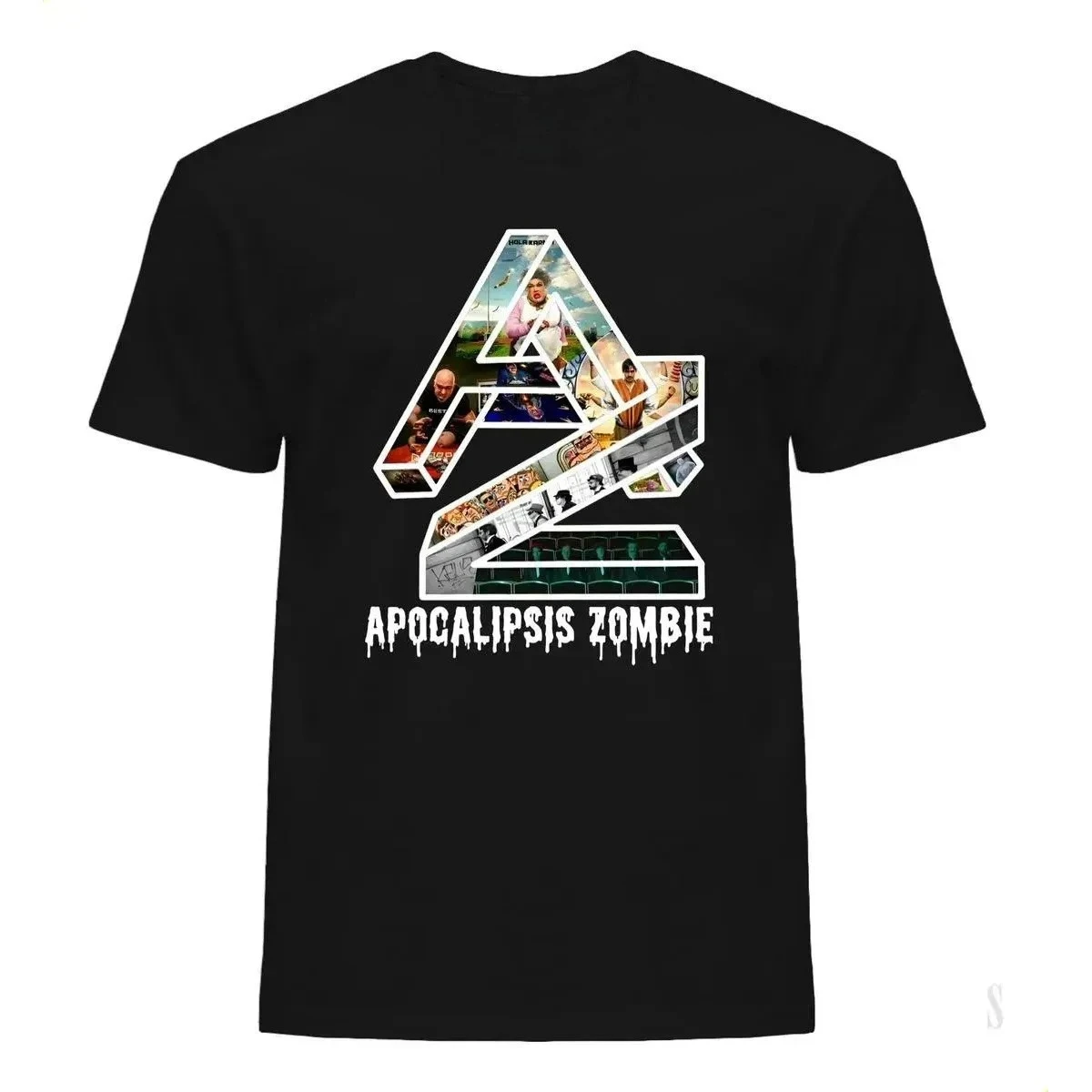 2026 Horror Drip Letter Art Tee Men Women AZ Shape Photo Collage Zombie Apocalypse Graphic Cotton Short Sleeve Tshirt