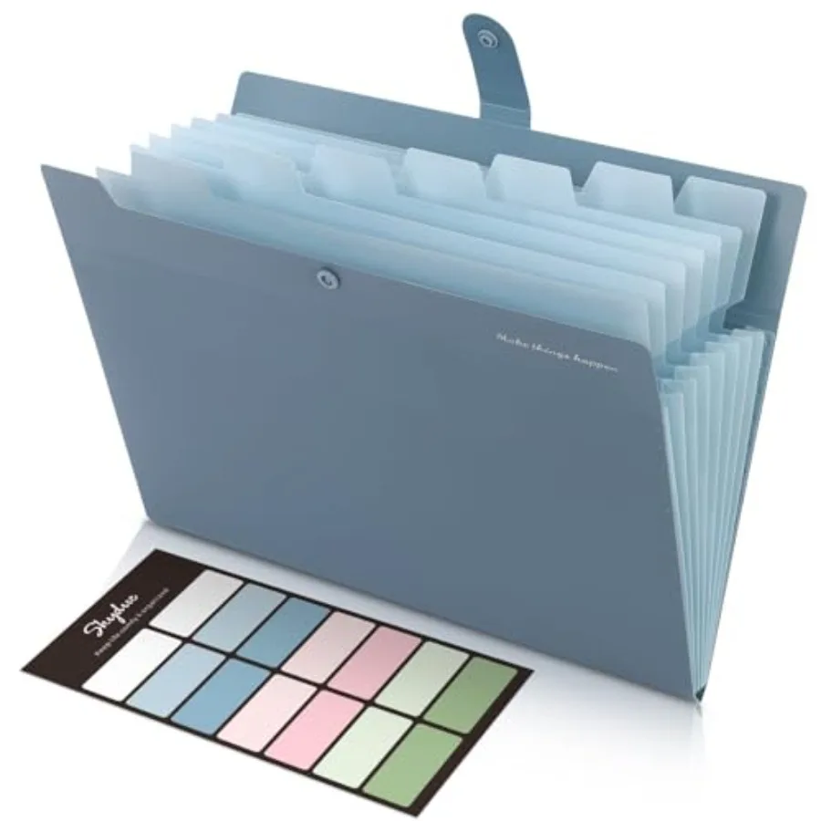 

Expanding File Organizer with 8 Pockets, Accordion File Folders with Labels, Portable Document Paper Bill Receipt Organizer, Ho