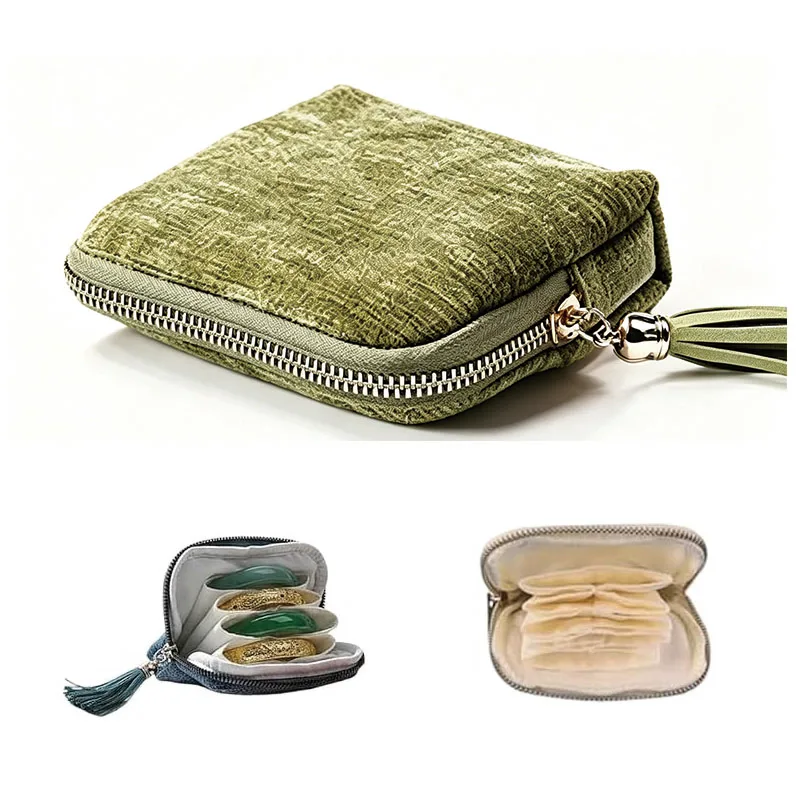 5-Layer Travel Jewelry Storage Bag with Zipper Portable Velvet Jewelry Pouch Bags for Watch Bracelet Rings Earring Crystal