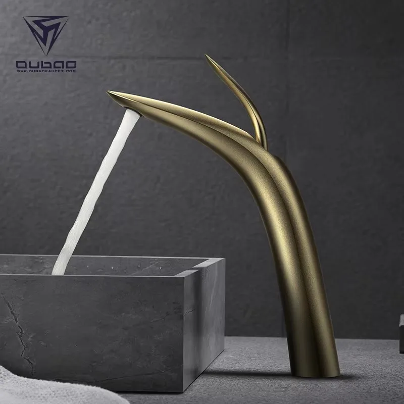 Luxury Design Brass Bathroom sink faucet NEW High Quality Hot Cold water lavabo faucet Wash basin Tap 1 Hole,Brushed Gold,Black