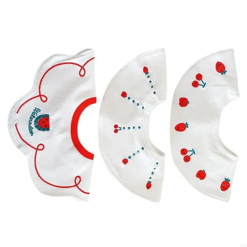 54DF 3 stuks babyvoeding slabbetjes borduren cartoon patroon slabbetjes voor baby kwijlen schort