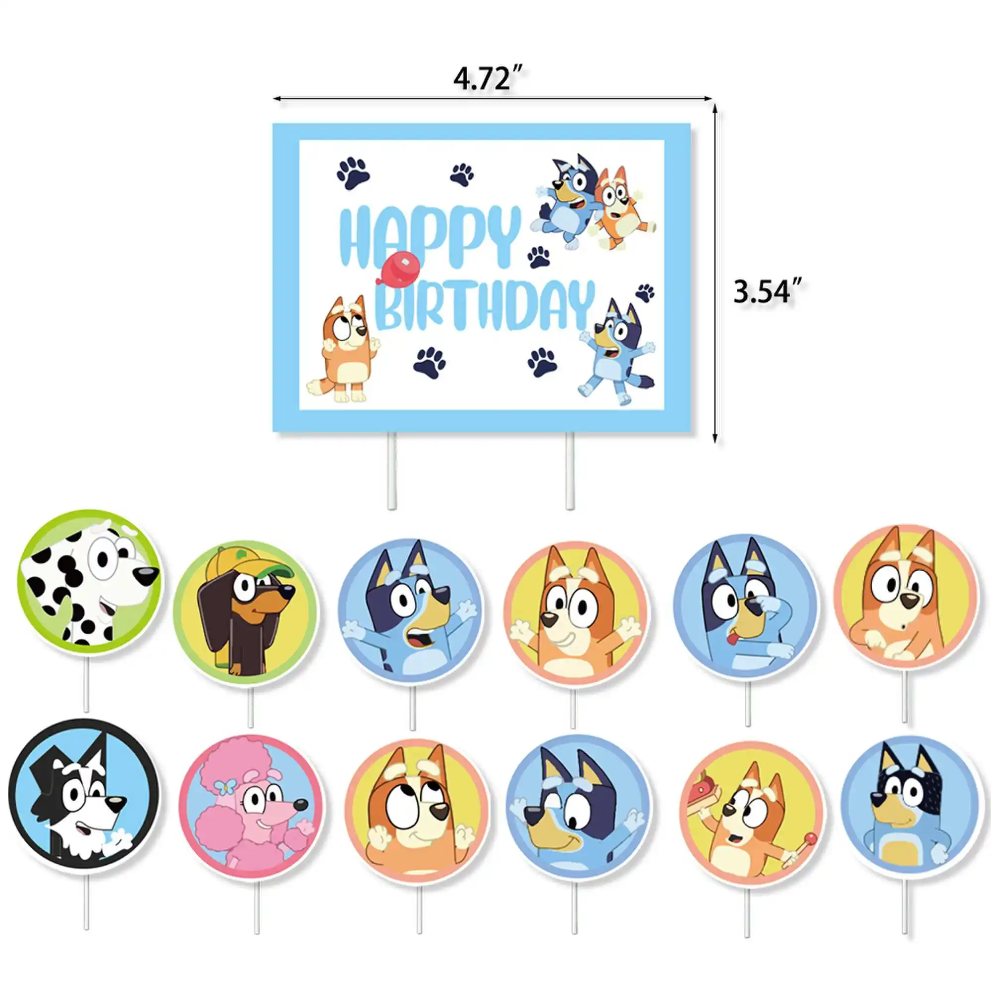 Bluey Christmas Birthday Party dinnerware Disposable Banner Cake Topper Hanging Flag bluey number Balloons Birthday Decoration
