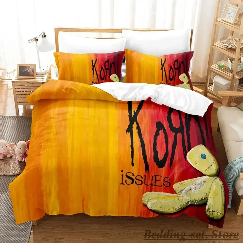 2023 Korn rock Bedding Set Single Twin Full Queen King Size Bed Set Adult Kid Bedroom Duvetcover Sets Anime parure de lit Bed