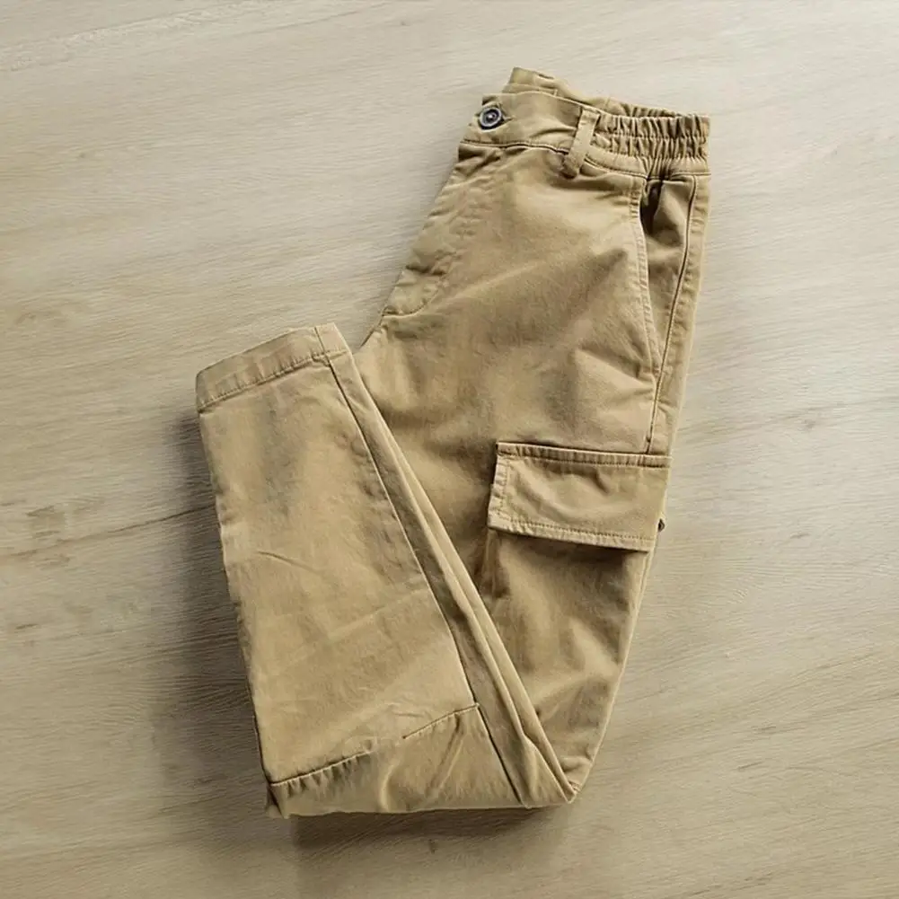 2024 pantalones Cargo para hombre con múltiples bolsillos, cintura elástica con botones, pantalones hasta el tobillo para hombre, pantalones de entrenamiento, pantalones deportivos informales para correr