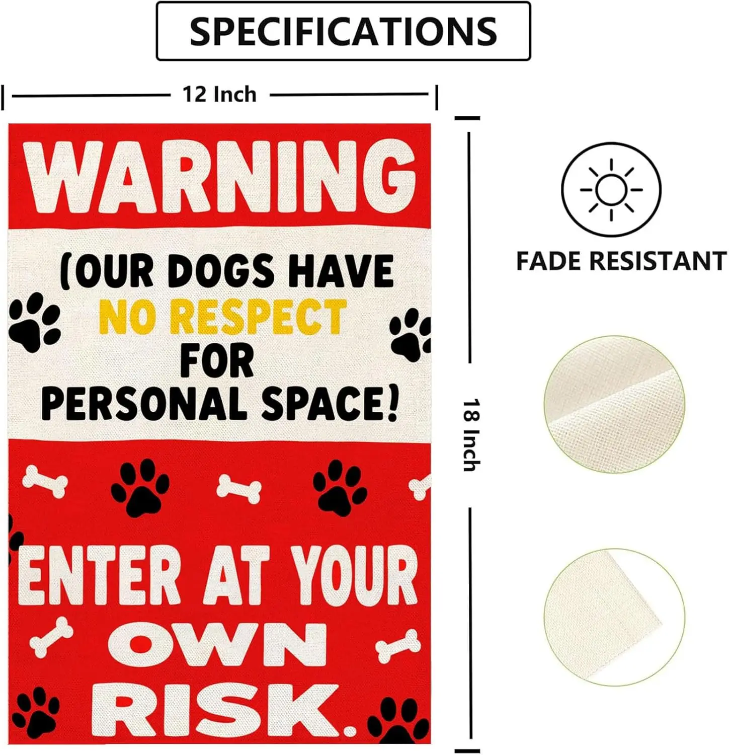 Personal Space Enter At Your Own Risk Garden Flag 12 x 18 Inch Double Sided Dogs Warning for Yard Outdoor Decorations IIE DD GGX