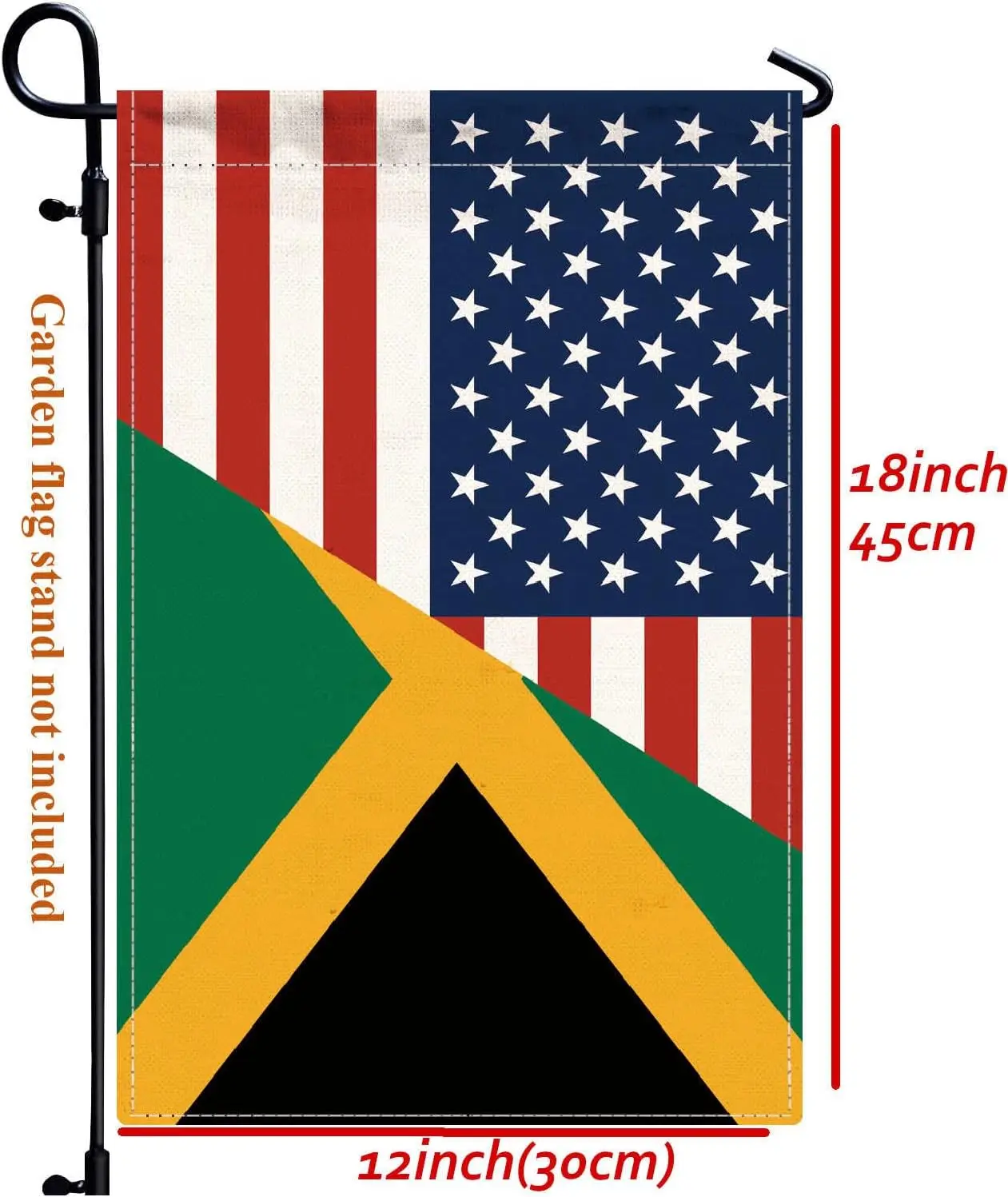 Jamaica USA Friendship Garden Flag,12x18 in Heavy Duty Jamaican America US Outdoor Banner for Patio Yard with Double Side