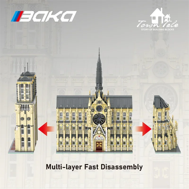 MOC Architecture European Notre-Dame Paris Model 33213 8225Pcs World Cathedral Modular Building Block Brick Children Toys Gifts