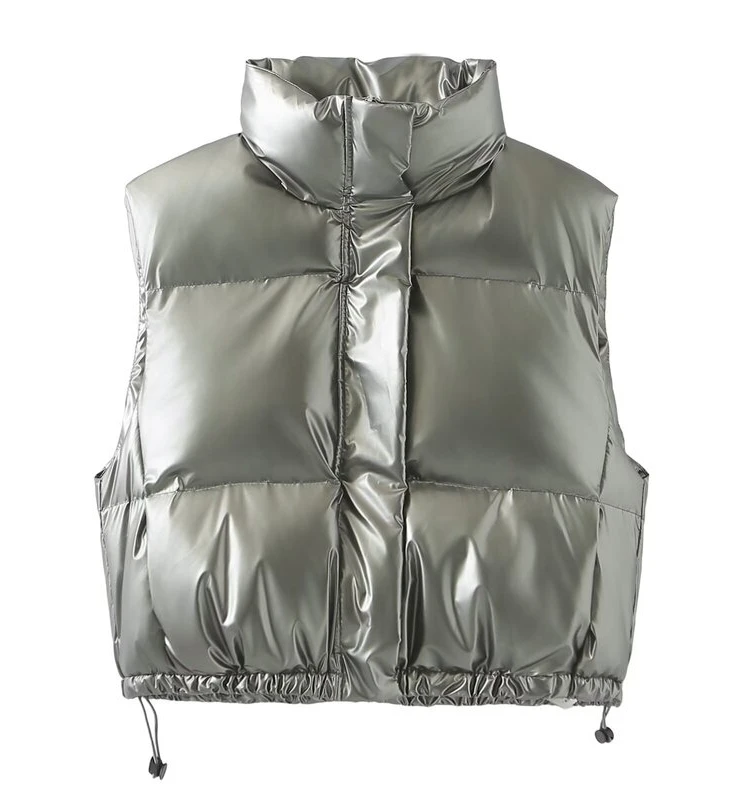 

Winter Thiened ort Svel Women's Jaet iny Metal Fabric Versatile Cotton Vest Faionable Slimming Design 2023