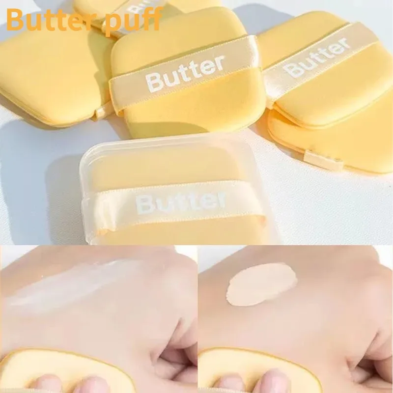 Yellow Square Air Cushion Puff Foundation Sponge Thick Soft Dry Wet Use Concealer Makeup Tool No Powder Eating