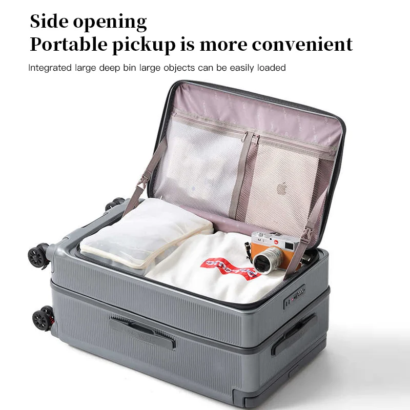 2025 Bagagli con apertura frontale. Valigia con rotelle antigoccia da 26 pollici, bagaglio a mano da 20 pollici, valigia combinata, viaggio da 24 pollici b