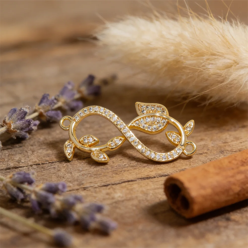 

2Pcs Link Connectors Brass Zircon Heart Figure Eight Shape Flower Charms for Diy Jewelry Necklace Bracelet Making Accessories