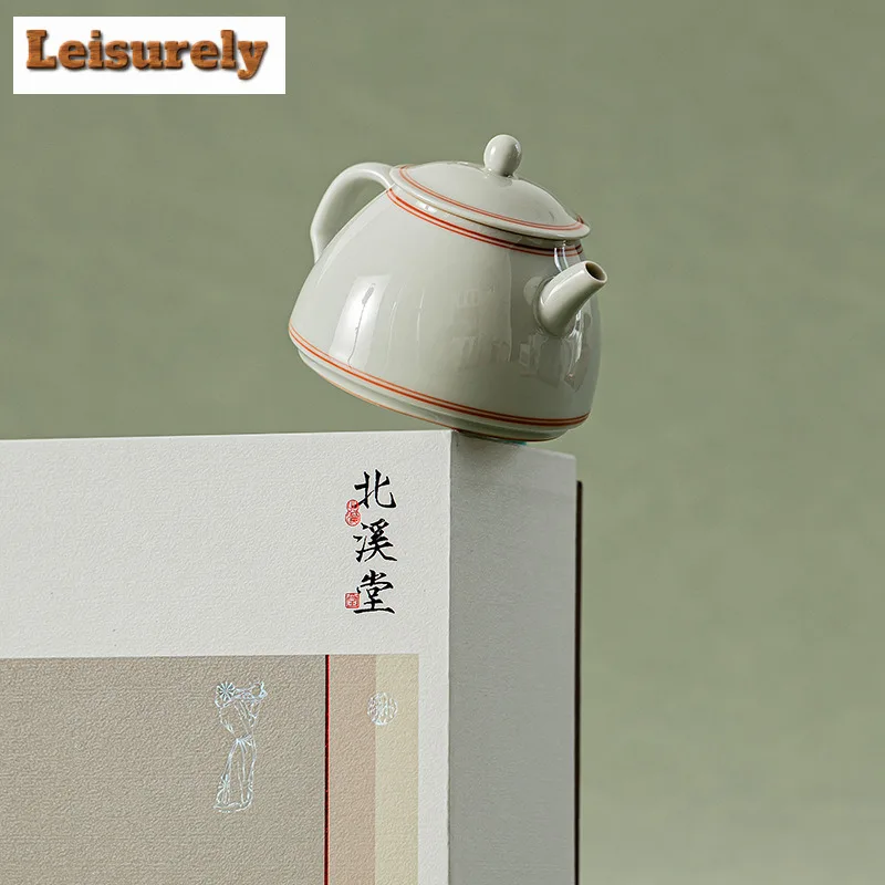 180ml Beixitang Ice Table Glaze Teapot Antique Double Line Small Songyue Pot Tea Maker Kettle Kung Fu Teaware Craft Collection