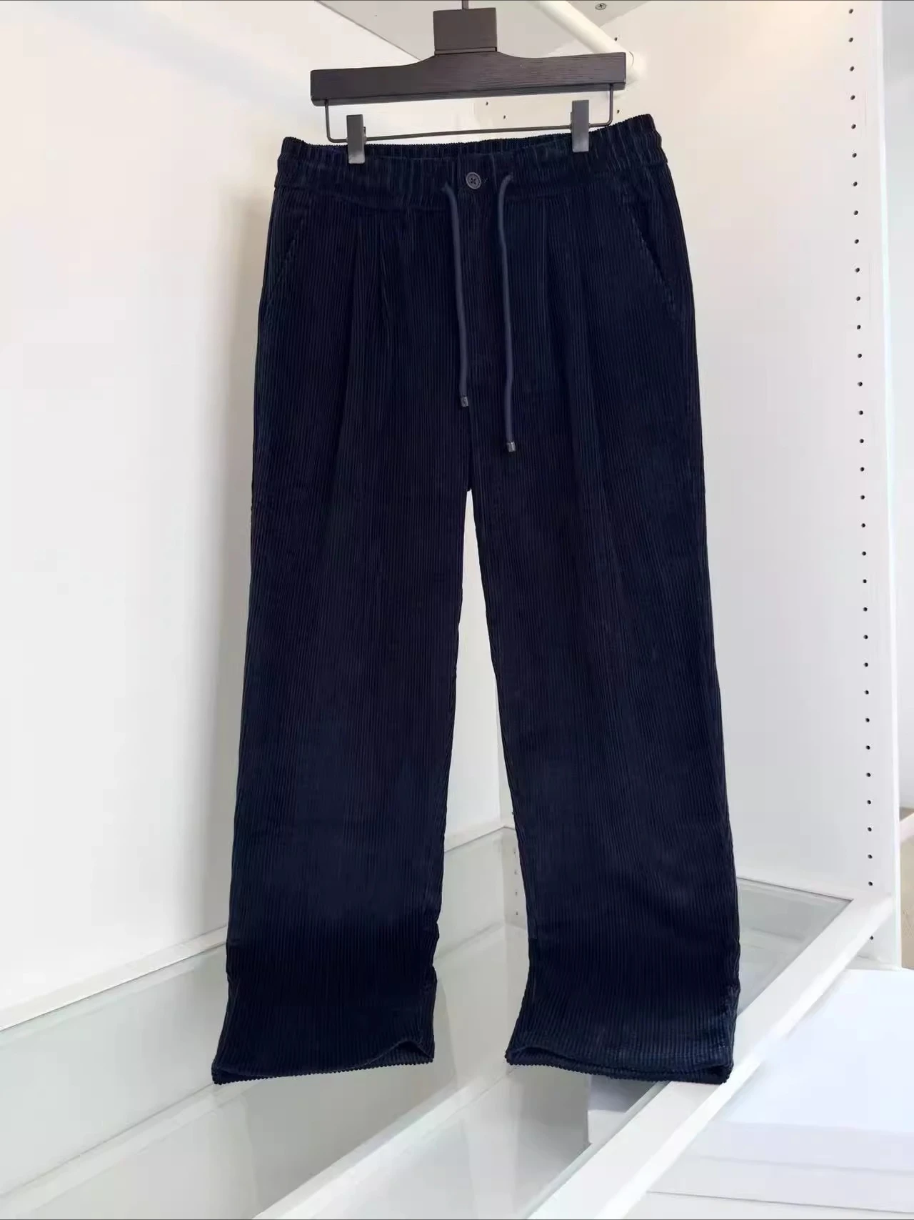 

BC Italy Embroidered Old Money Style Men's Corduroy Elastic Drawstring Casual Pants