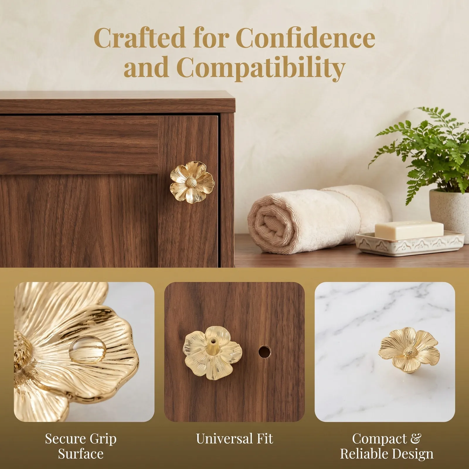 4 Pcs Cabinet Furniture Handle Floral Pulls Knobs Drawer Handles Hardware Decorative