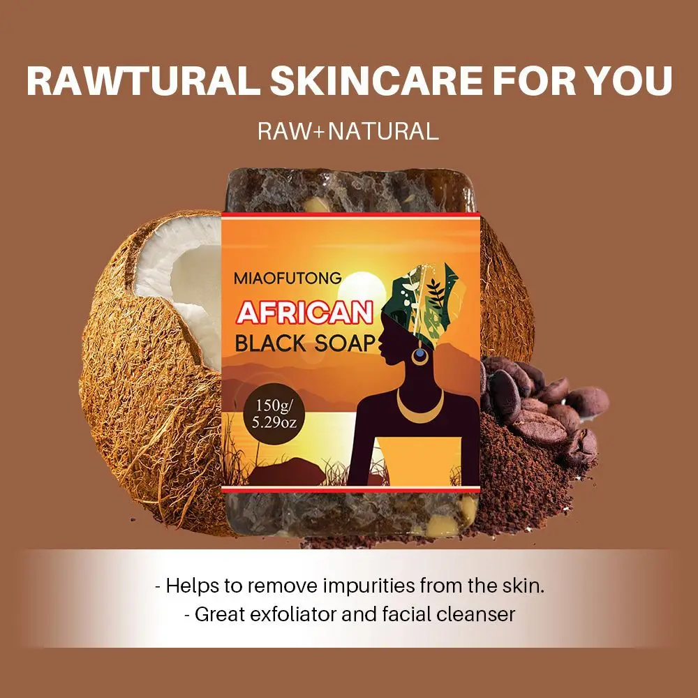 الصابون الأسود الأفريقي زبدة الشيا صابون يدوي الصنع تنظيف حمام ترطيب التطهير العميق تقشير السيطرة على النفط يهدئ البشرة #2