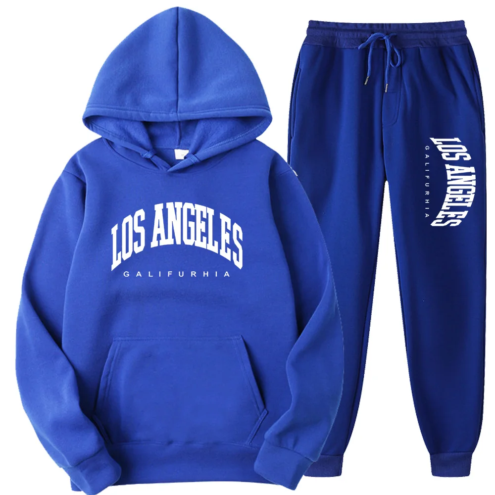 LOS ANGELES Men/Women Sports Suits Fashion Tracksuit Hoodies+Pants Two Pieces Sets Running Casual Sweatshirts Sweatpa