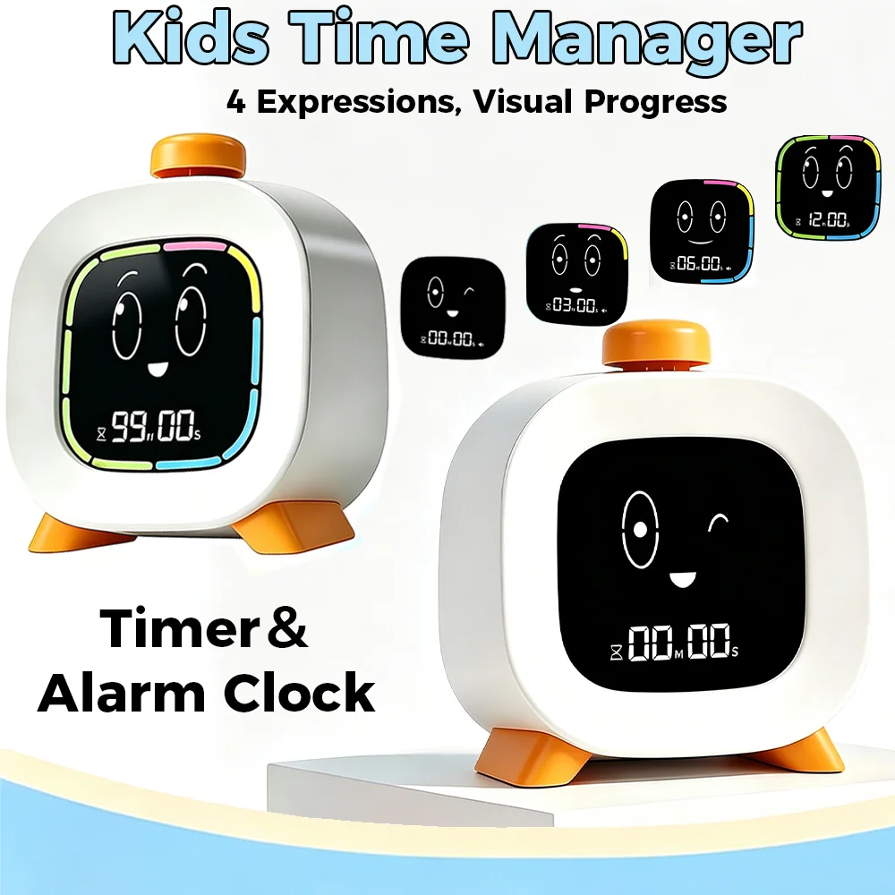 Multifunction Visual Timer Digital Countdown Timer Alarm Clock With 4 Expressions 99-Minute Silent Timer Bedroom Decor For Kid