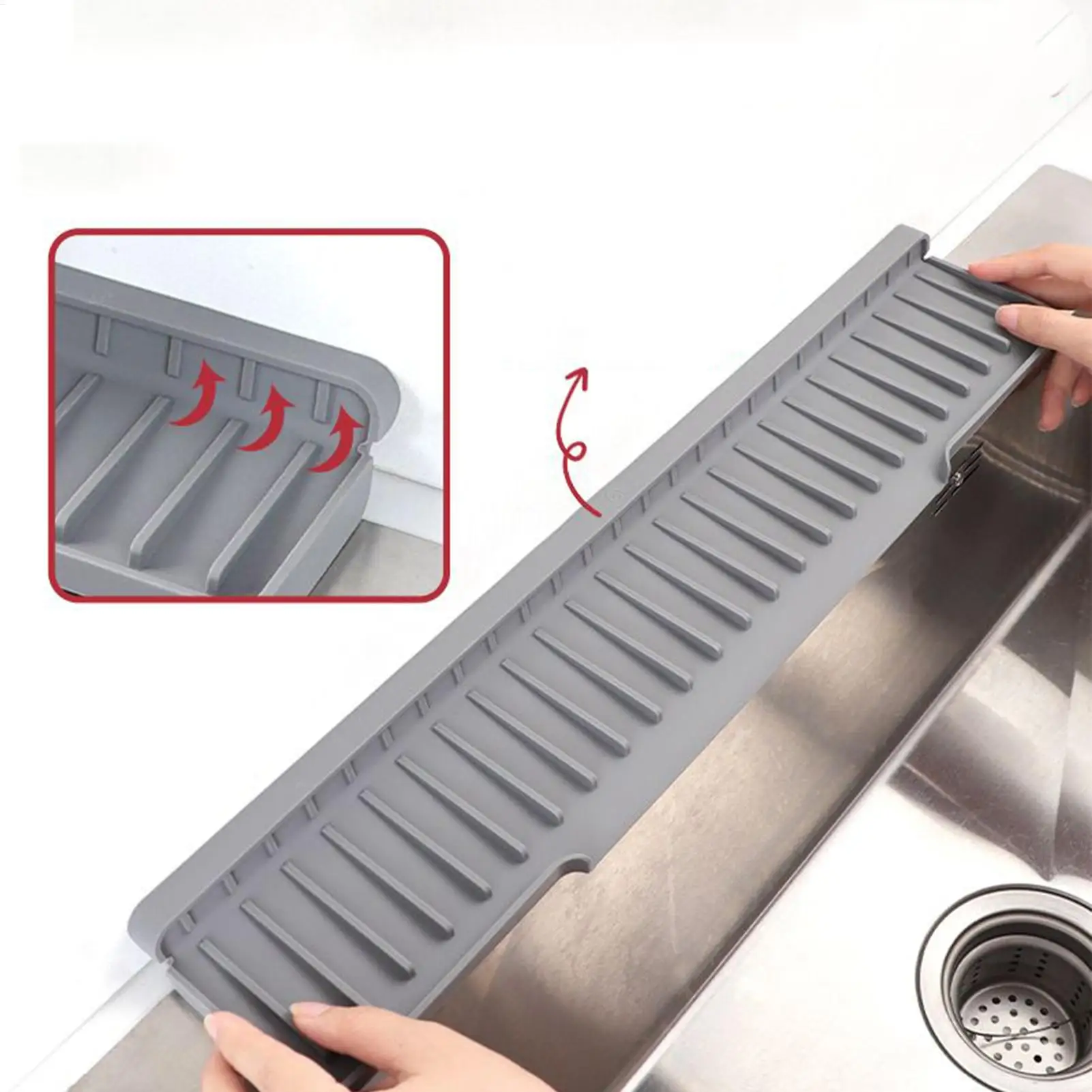 Sink Faucet Mat Silicone Drain Mat Anti-slip Portable  Sink Splash Guard Faucet Accessories Kitchen Sink Holder Farmhouse Decor