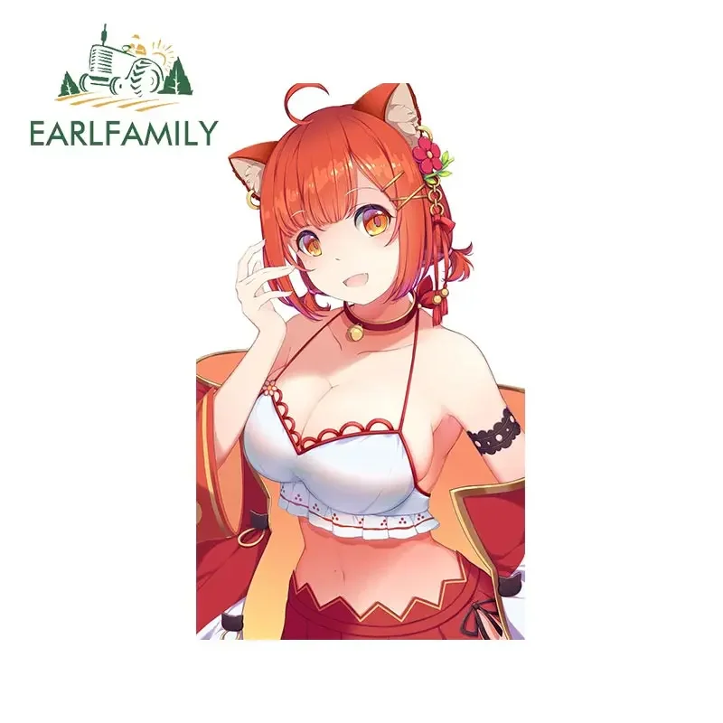 EARLFAMILY 13cm x 7.7cm Cute Ratna Petit Cat Ear Girl Car Sticker Funny Cartoon Art NSFW Bra Decal Creative Refrigerator Decor