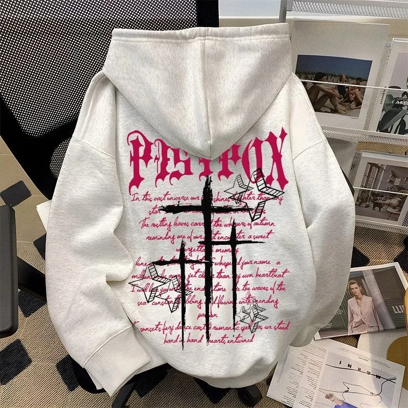 

Толстовка большого размера с капюшоном из утолщенного флиса и хлопка, молодежная модная осенне-зимняя новинка, дышащая и теплая.