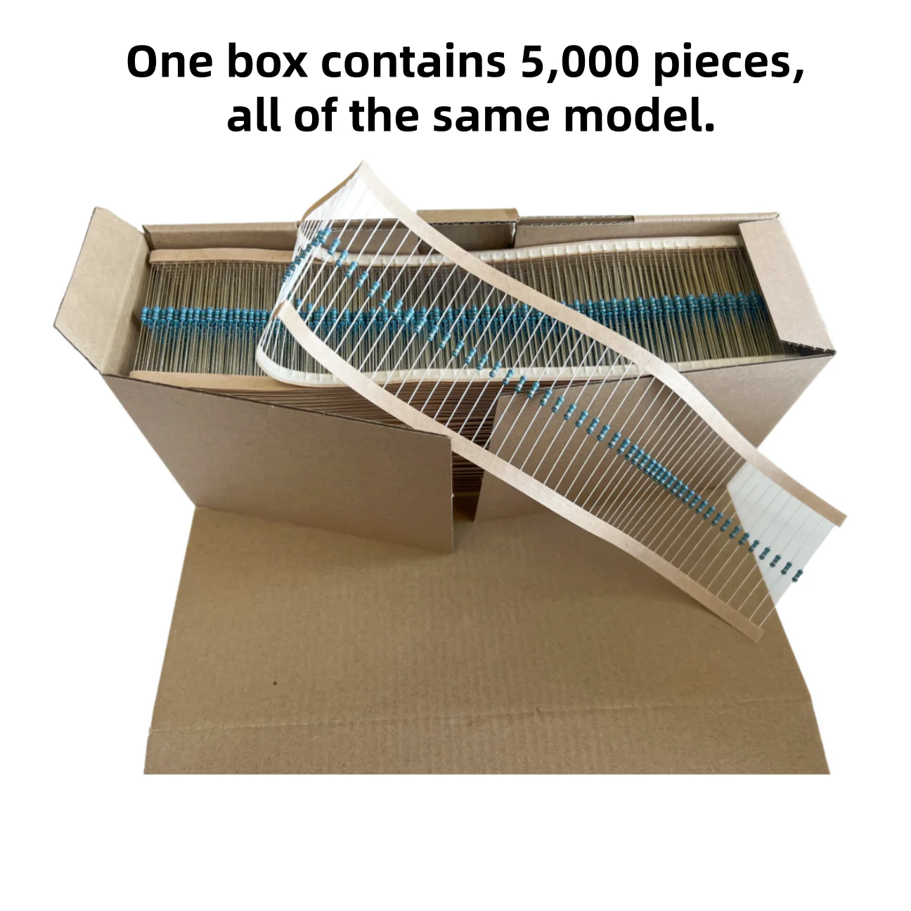 Résistance 1/4W à film métallique à bande cinq couleurs, tolérance 1%, 1,2R-10M, plus de 100 valeurs, 5000 pièces/boîte.