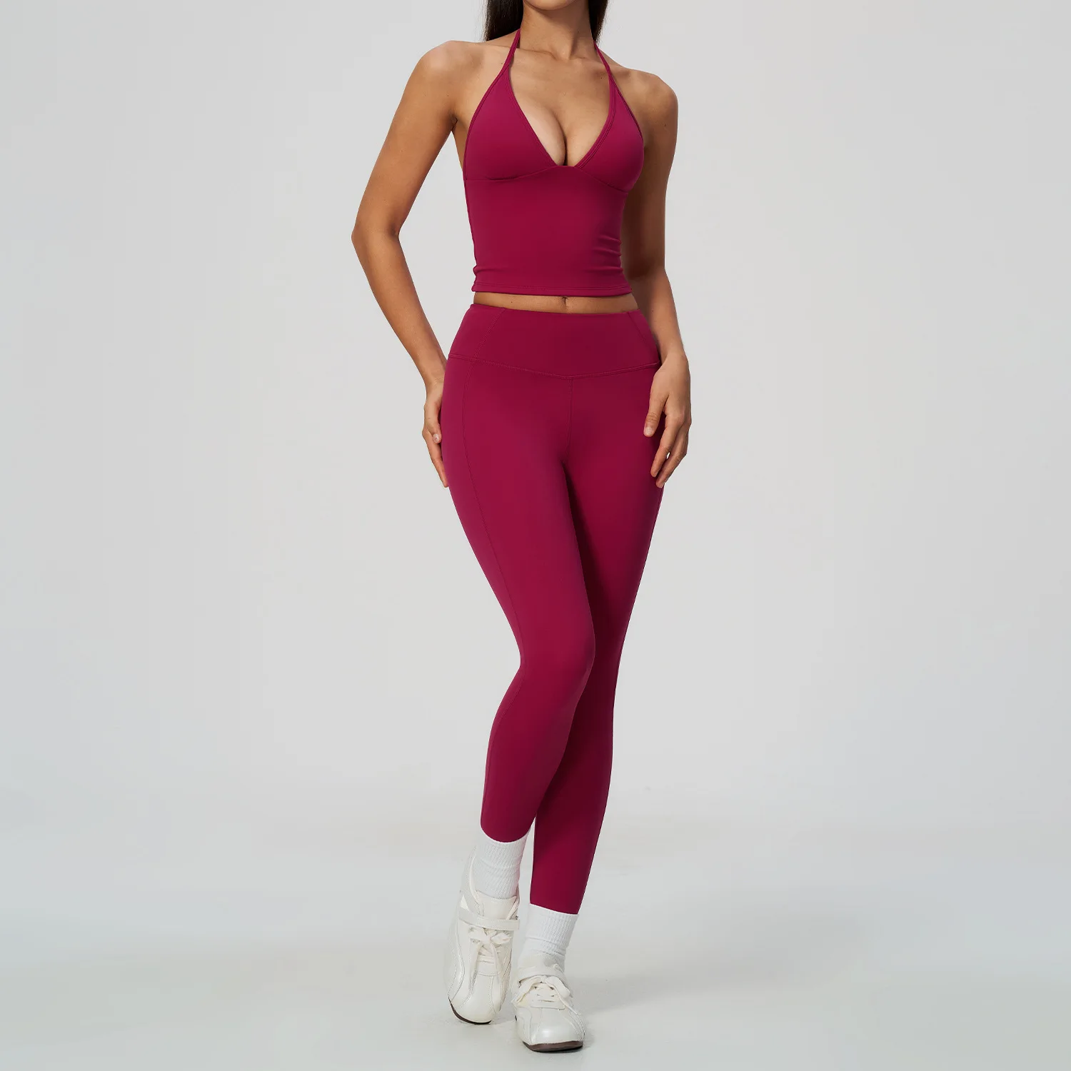 Athletic Wear Women Yoga Set 2pcs Workout Set Sportswear Gym Clothing Fitness Mid Sleeve High Waist Leggings Cycling Sports Suit